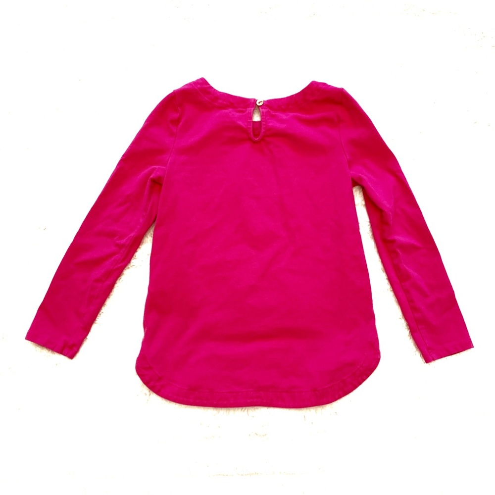 Kate Spade Glitter Explanation Point Pink Long Sleeve Tee with Keyhole Back - Picture 2 of 6